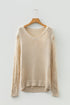Geometric Open Knit Sleeve V Neck Sweater