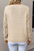 Geometric Open Knit Sleeve V Neck Sweater