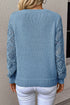 Geometric Open Knit Sleeve V Neck Sweater