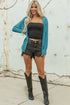 Geometric Open Stitch Ribbed Cuff Cardigan