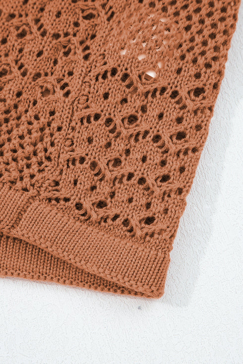 Geometric Open Stitch Ribbed Cuff Cardigan