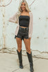 Geometric Open Stitch Ribbed Cuff Cardigan