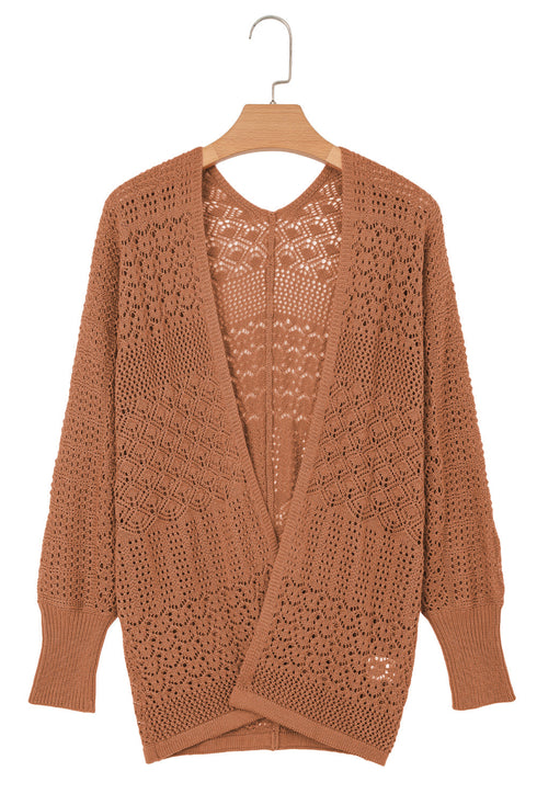 Geometric Open Stitch Ribbed Cuff Cardigan