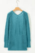 Geometric Open Stitch Ribbed Cuff Cardigan