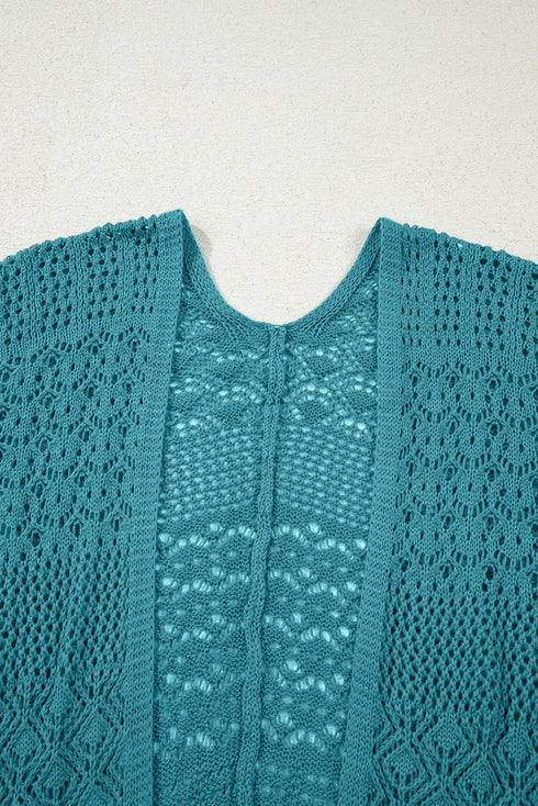 Geometric Open Stitch Ribbed Cuff Cardigan