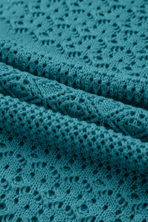 Geometric Open Stitch Ribbed Cuff Cardigan