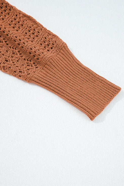 Geometric Open Stitch Ribbed Cuff Cardigan