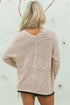 Geometric Open Stitch Ribbed Cuff Cardigan
