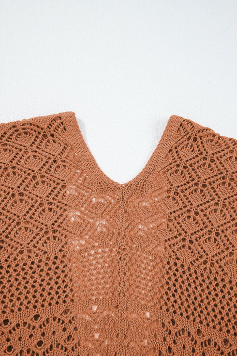 Geometric Open Stitch Ribbed Cuff Cardigan