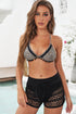 Geometric Openwork Drawstring Waist Swim Cover Up Shorts