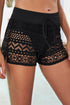 Geometric Openwork Drawstring Waist Swim Cover Up Shorts