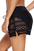 Geometric Openwork Drawstring Waist Swim Cover Up Shorts