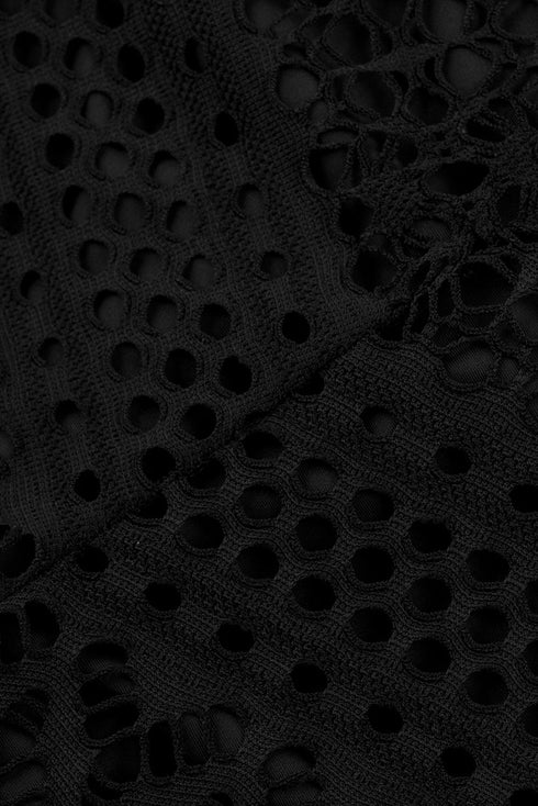 Geometric Openwork Drawstring Waist Swim Cover Up Shorts
