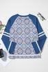 Geometric Paisley Lace Patchwork Raglan Sleeve Top