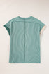 Geometric Panel Crew Neck Textured Short Sleeve Shirt