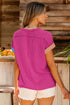 Geometric Panel Crew Neck Textured Short Sleeve Shirt