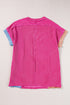 Geometric Panel Crew Neck Textured Short Sleeve Shirt