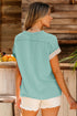 Geometric Panel Crew Neck Textured Short Sleeve Shirt