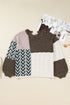 Geometric Panel Patchwork Knotted Back Loose Fit Sweater