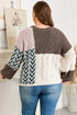 Geometric Panel Patchwork Knotted Back Loose Fit Sweater