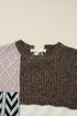 Geometric Panel Patchwork Knotted Back Loose Fit Sweater