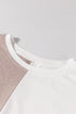 Geometric Paneled Crew Neck Long Sleeve Top