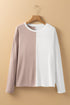 Geometric Paneled Crew Neck Long Sleeve Top