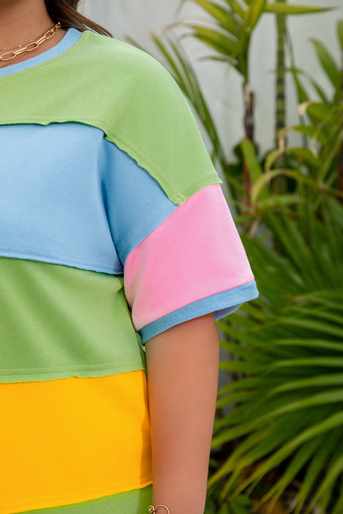Geometric Paneled Exposed Seam Patchwork T Shirt