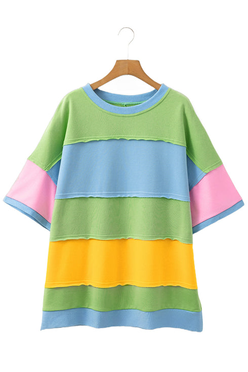 Geometric Paneled Exposed Seam Patchwork T Shirt
