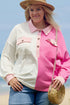 Geometric Paneled Patchwork Half Button Chest Pocket Sweatshirt
