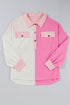 Geometric Paneled Patchwork Half Button Chest Pocket Sweatshirt