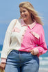 Geometric Paneled Patchwork Half Button Chest Pocket Sweatshirt