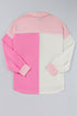 Geometric Paneled Patchwork Half Button Chest Pocket Sweatshirt