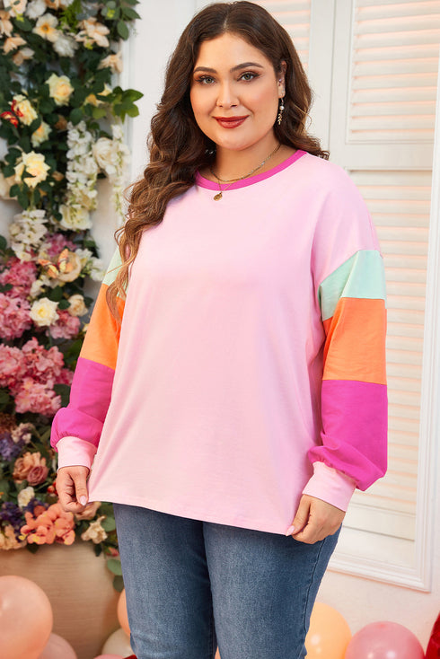 Geometric Paneled Patchwork Print Long Sleeve Top