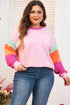 Geometric Paneled Patchwork Print Long Sleeve Top