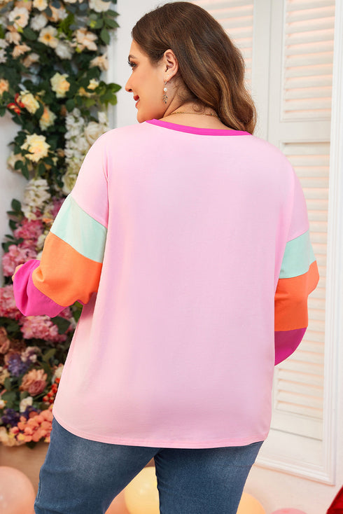 Geometric Paneled Patchwork Print Long Sleeve Top