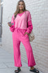 Geometric Paneled Patchwork Pullover Wide Leg Pant Set