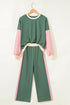 Geometric Paneled Pullover Wide Leg Pant Set