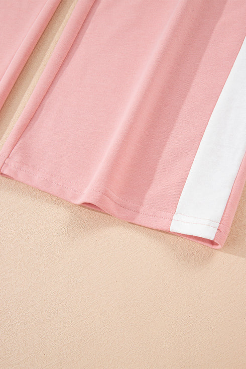 Geometric Paneled Pullover Wide Leg Pant Set