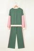 Geometric Paneled Pullover Wide Leg Pant Set