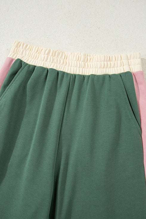 Geometric Paneled Pullover Wide Leg Pant Set