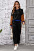 Geometric Paneled Pullover Wide Leg Pant Set
