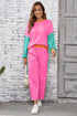 Geometric Paneled Pullover Wide Leg Pant Set