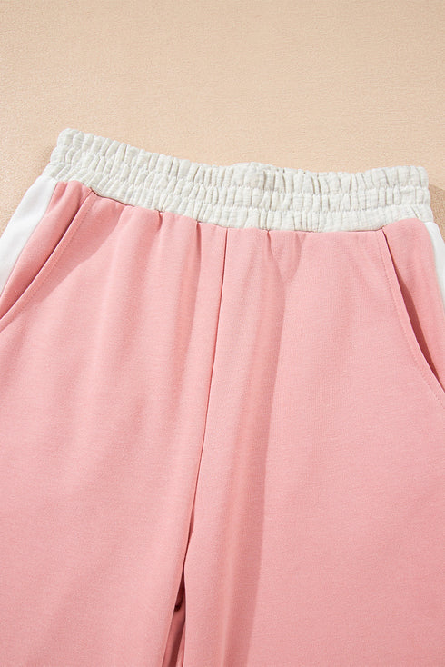 Geometric Paneled Pullover Wide Leg Pant Set