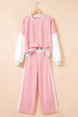 Geometric Paneled Pullover Wide Leg Pant Set