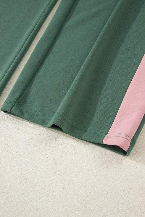 Geometric Paneled Pullover Wide Leg Pant Set