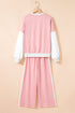 Geometric Paneled Pullover Wide Leg Pant Set