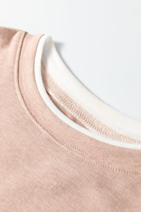 Geometric Patchwork False Layered Crew Neck Top