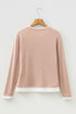Geometric Patchwork False Layered Crew Neck Top
