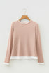 Geometric Patchwork False Layered Crew Neck Top